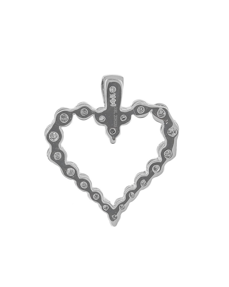 Diamond Open Heart Pendant in White Gold