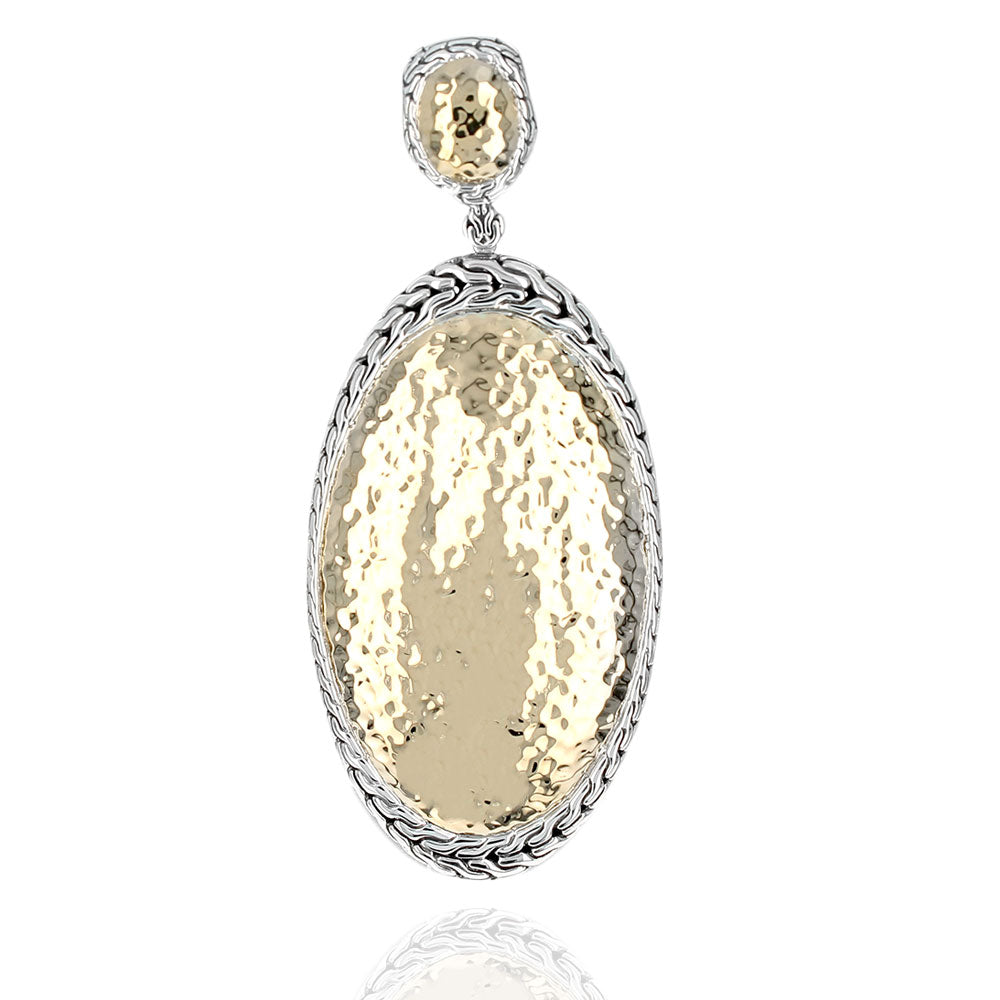 John Hardy Palu Hammered Lion Enhancer Pendant in Silver and Gold