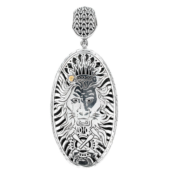 John Hardy Palu Hammered Lion Enhancer Pendant in Silver and Gold