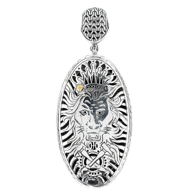 John Hardy Palu Hammered Lion Enhancer Pendant in Silver and Gold