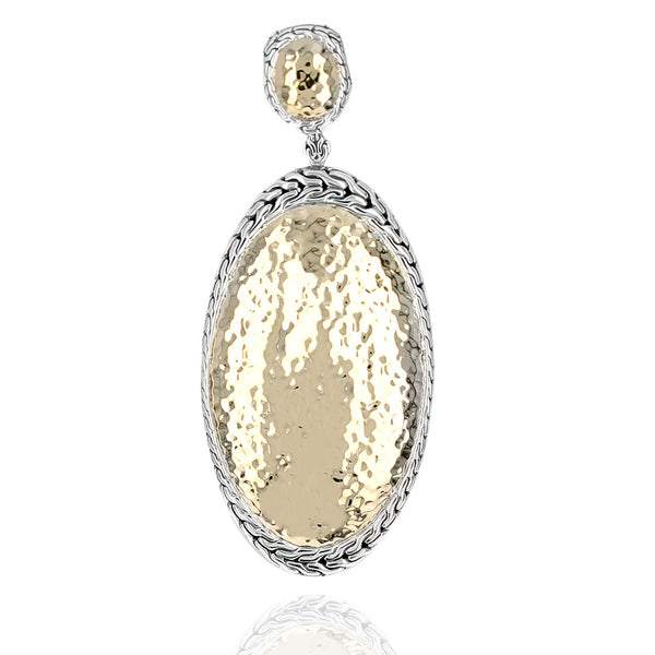 John Hardy Palu Hammered Lion Enhancer Pendant in Silver and Gold