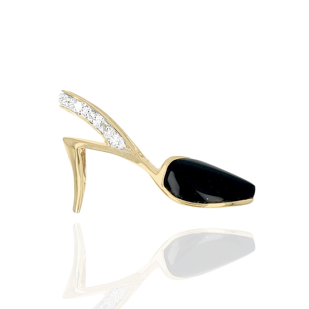 Black Onyx and Diamond Sling Back Heel Charm