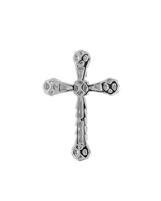 Mixed Cut Diamond Cross Pendant in White Gold