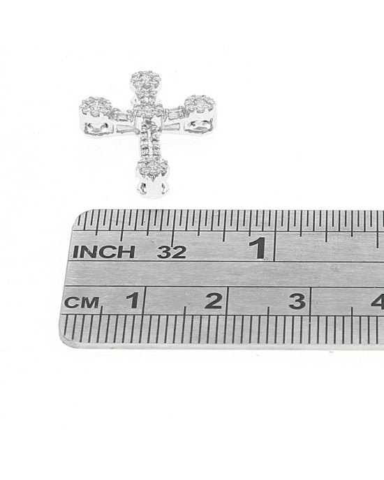 Mixed Cut Diamond Cross Pendant in White Gold