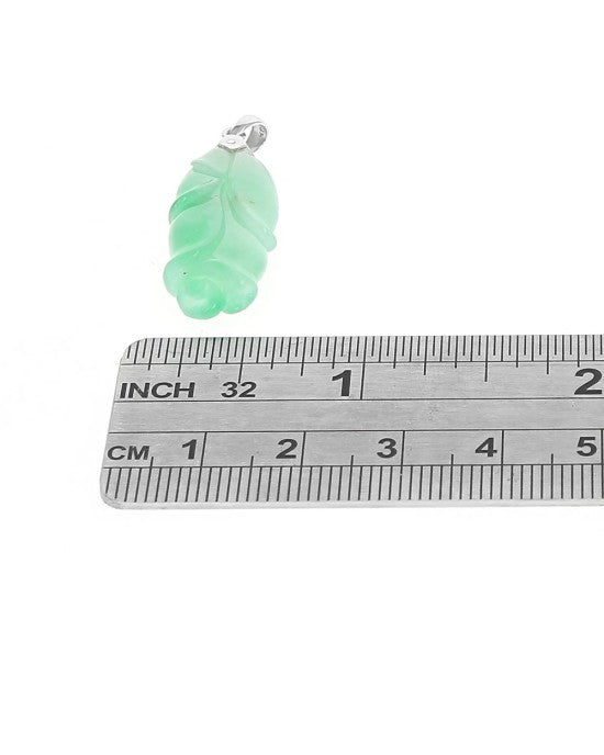 Green Jadeite Jade Carved Rose Pendant in White Gold