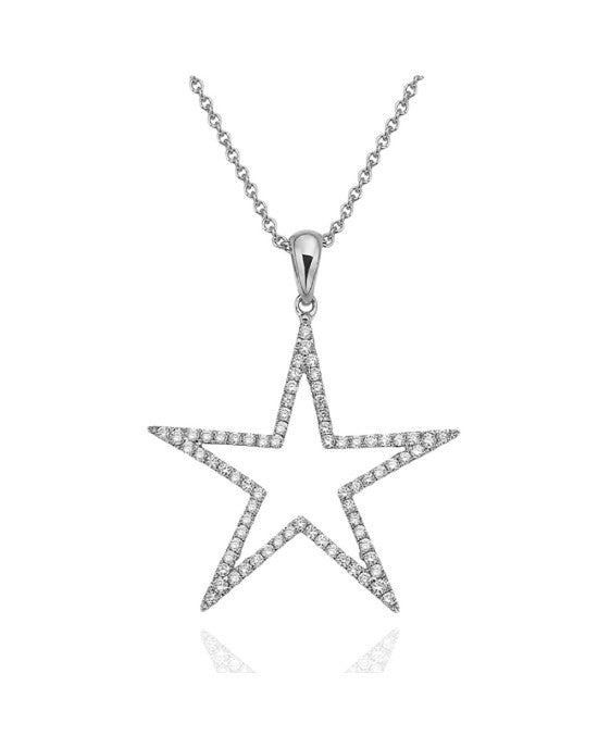 Diamond Open Star Drop Pendant