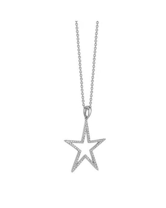 Diamond Open Star Drop Pendant