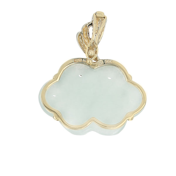 Carved Jadeite Pierced Overlap Enhancer Pendant in Yellow Gold