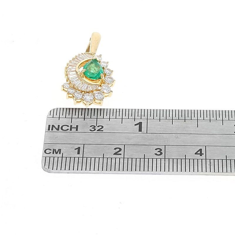 Pear Cut Emerald and Diamond Enhancer Pendant