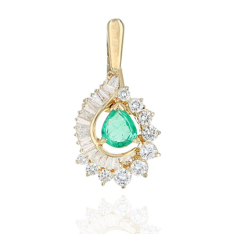 Pear Cut Emerald and Diamond Enhancer Pendant