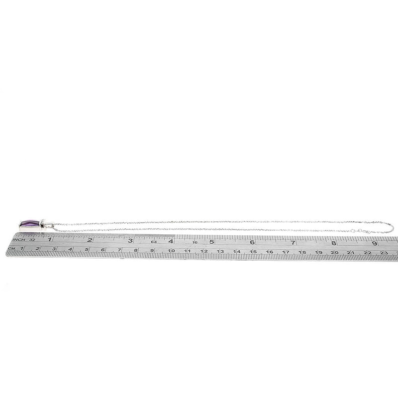 Elongated Amethyst and Diamond Accent Pendant