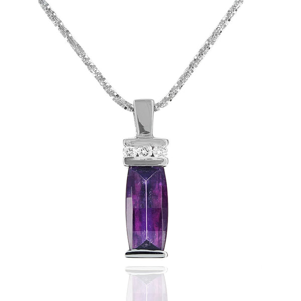 Elongated Amethyst and Diamond Accent Pendant