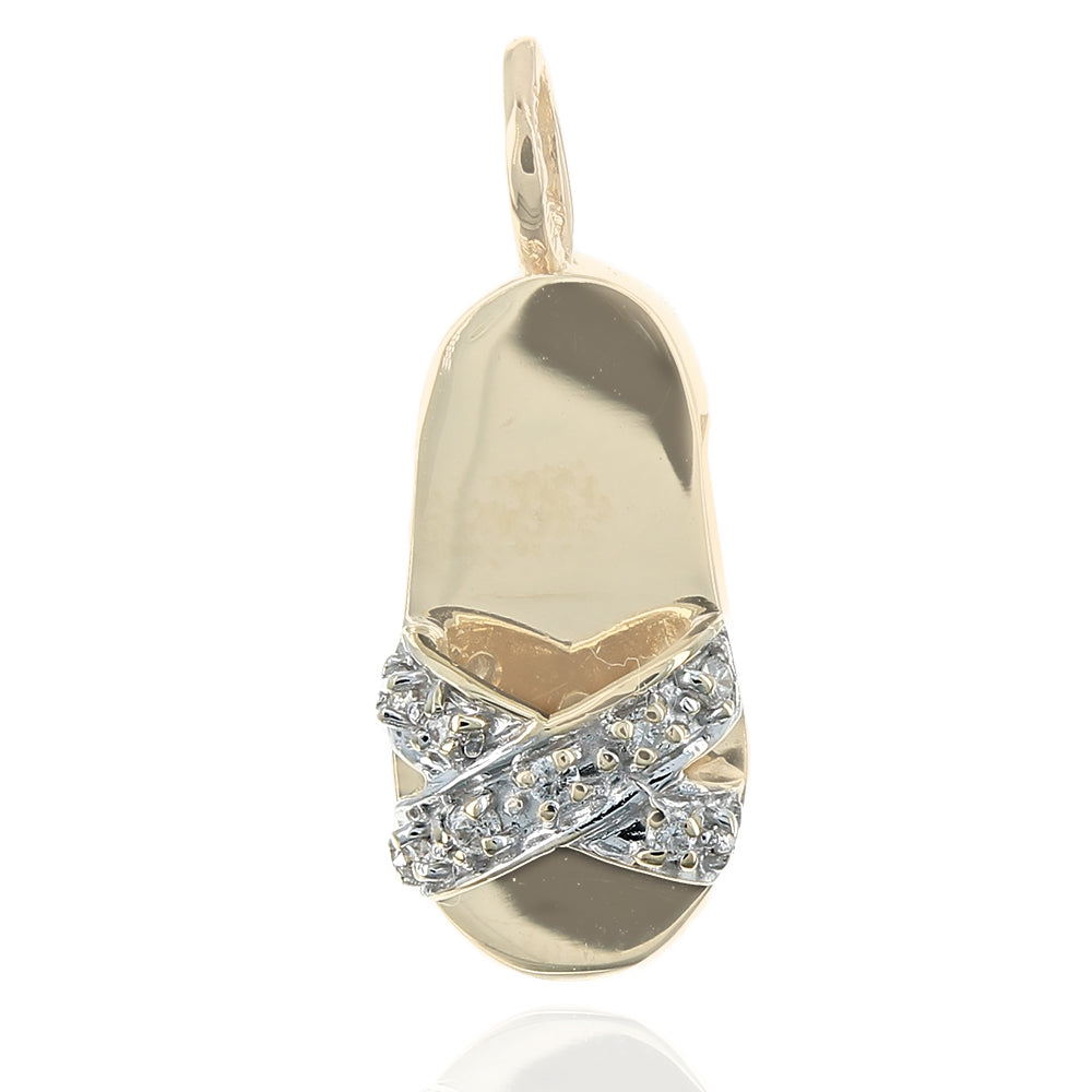 Diamond Sandal Pendant in White and Yellow Gold