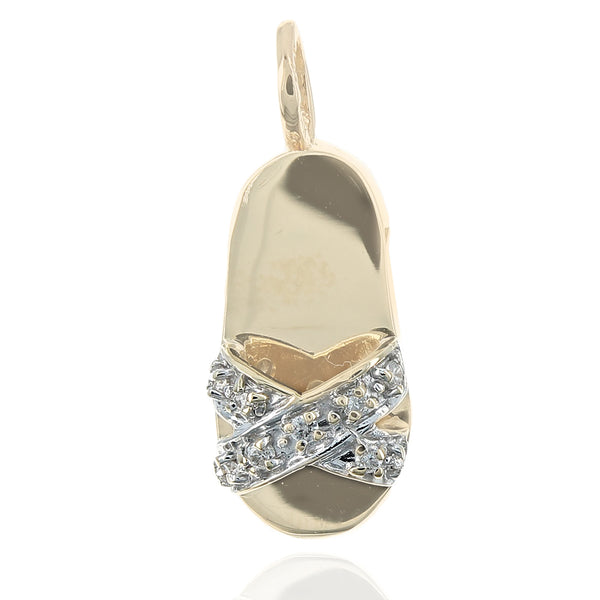 Diamond Sandal Pendant in White and Yellow Gold