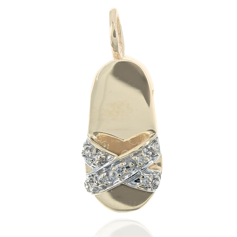 Diamond Sandal Pendant in White and Yellow Gold