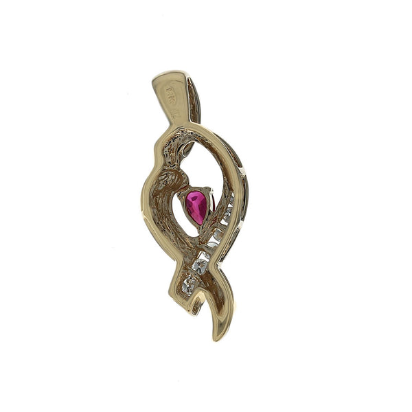 Ruby and Diamond Crossover Heart Pendant
