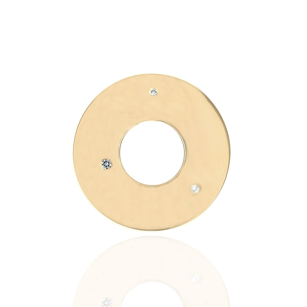 Diamond Open Disc Pendant in Yellow Gold