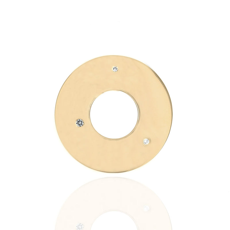 Diamond Open Disc Pendant in Yellow Gold