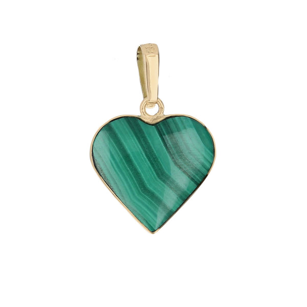 Reversible Lapis and Malachite Heart Pendant in Yellow Gold