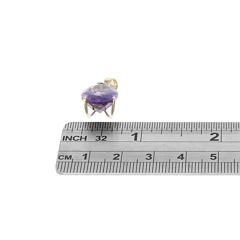 Amethyst Solitaire Drop Pendant in Yellow Gold