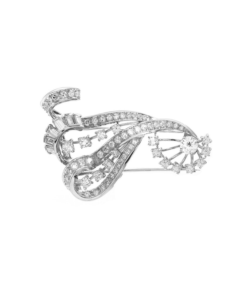 Mid-Century Diamond Halley's Comet Platinum Brooch