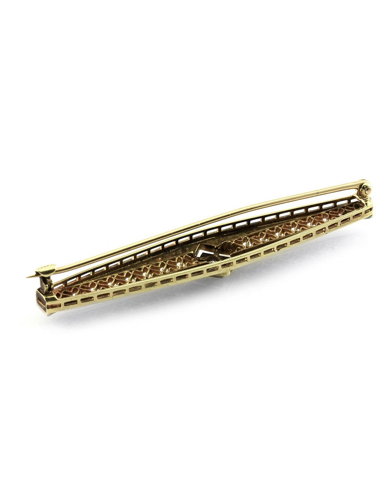 Vintage Diamond Bar Pin/ Brooch 14K Gold