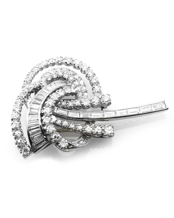 Abstract Diamond Swirl Pin in Platinum