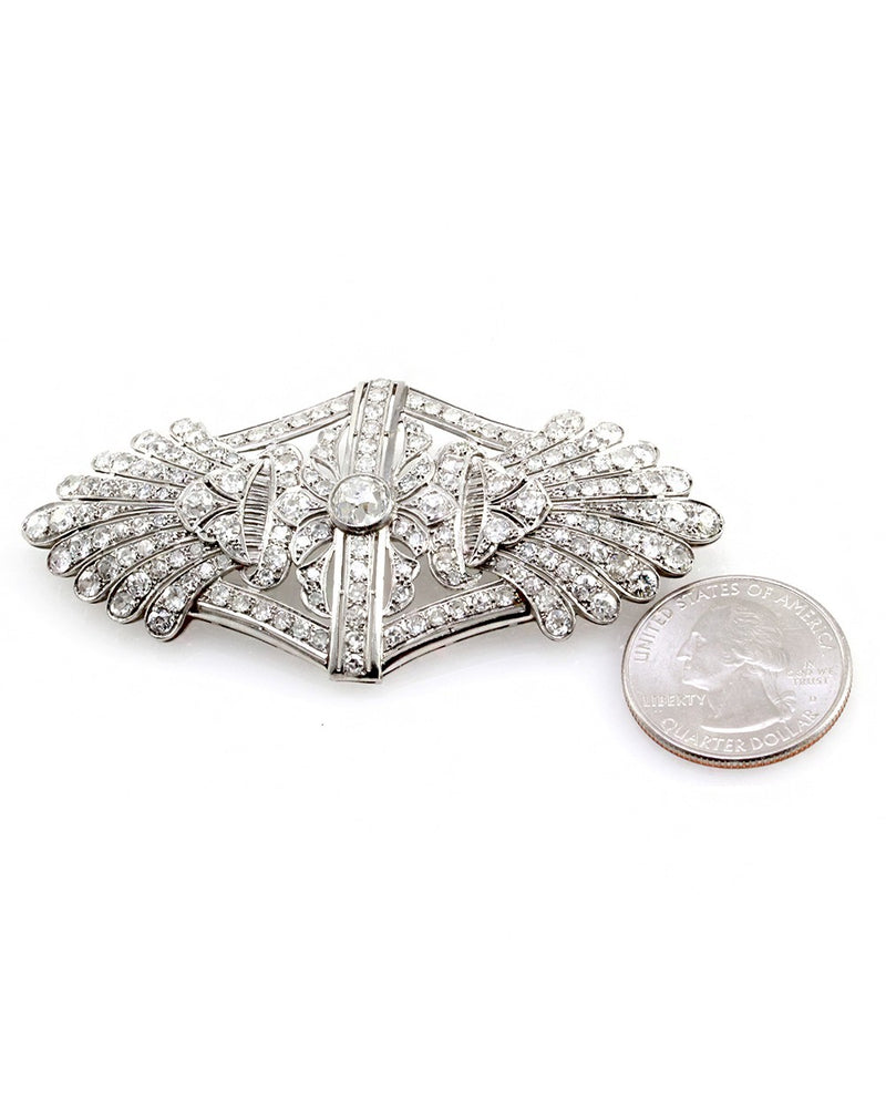 Art Deco Pave Diamond Brooch in Platinum