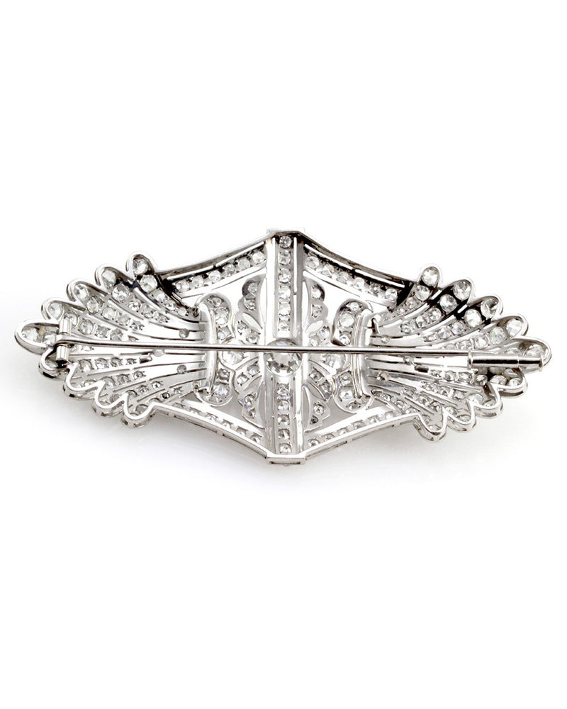 Art Deco Pave Diamond Brooch in Platinum