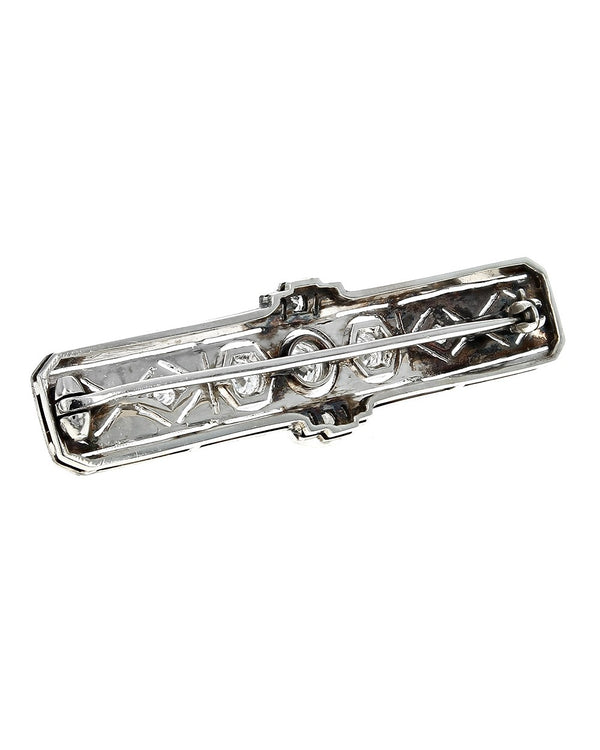 Vintage European Diamond Filigree Bar Pin