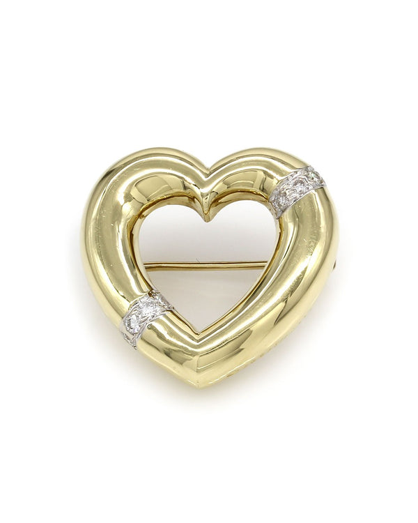 Tiffany & Co. Paloma Picasso Diamond Heart Gold Brooch