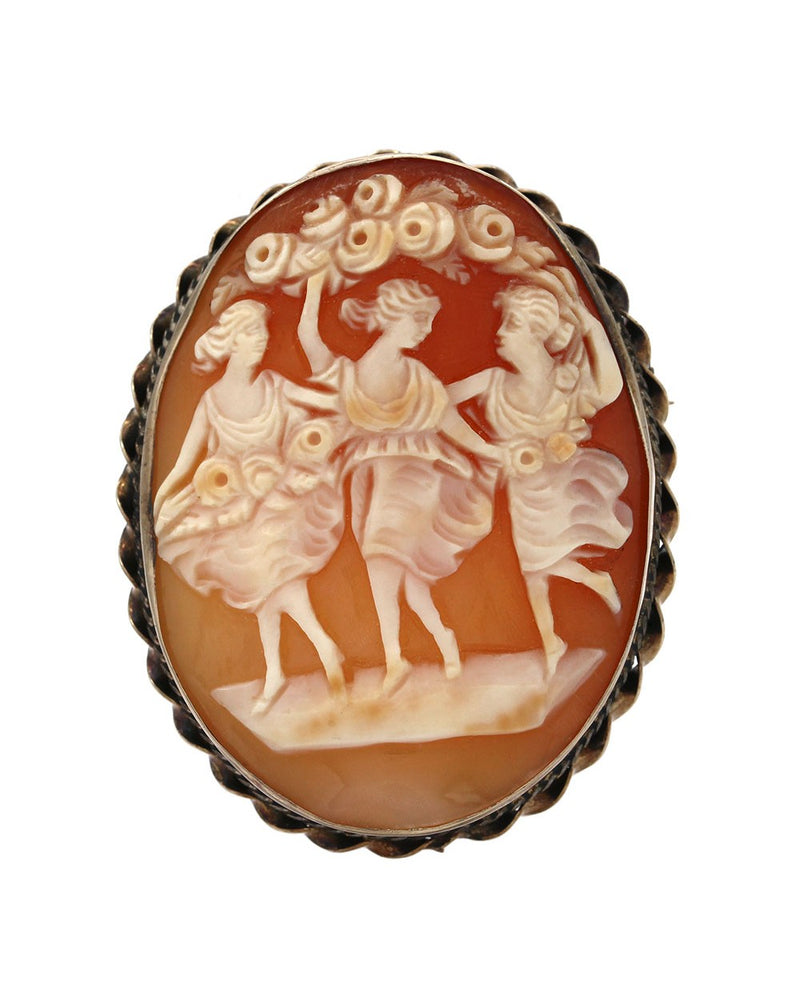 Three Graces Cameo Brooch/Pendant in Gold