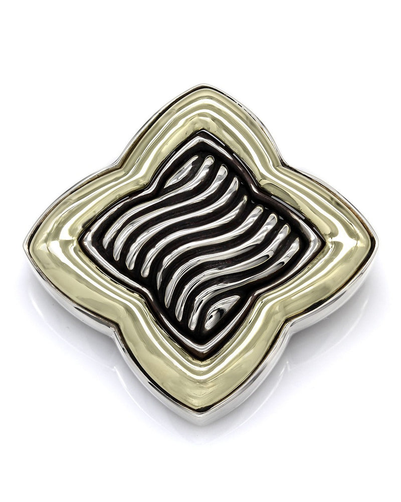 Yurman Quatrefoil Pin Brooch in Silver and Gold