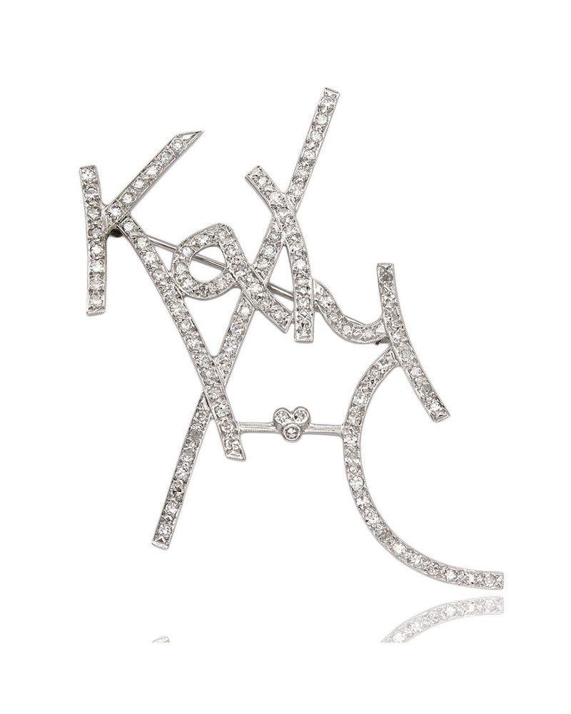 Platinum KATY Pin with Single Cut Diamond Accents