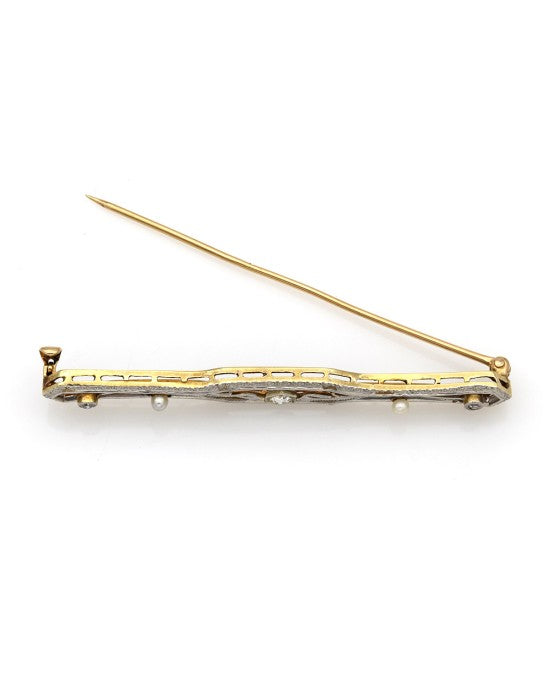 Diamond and Seed Pearl Bar Pin