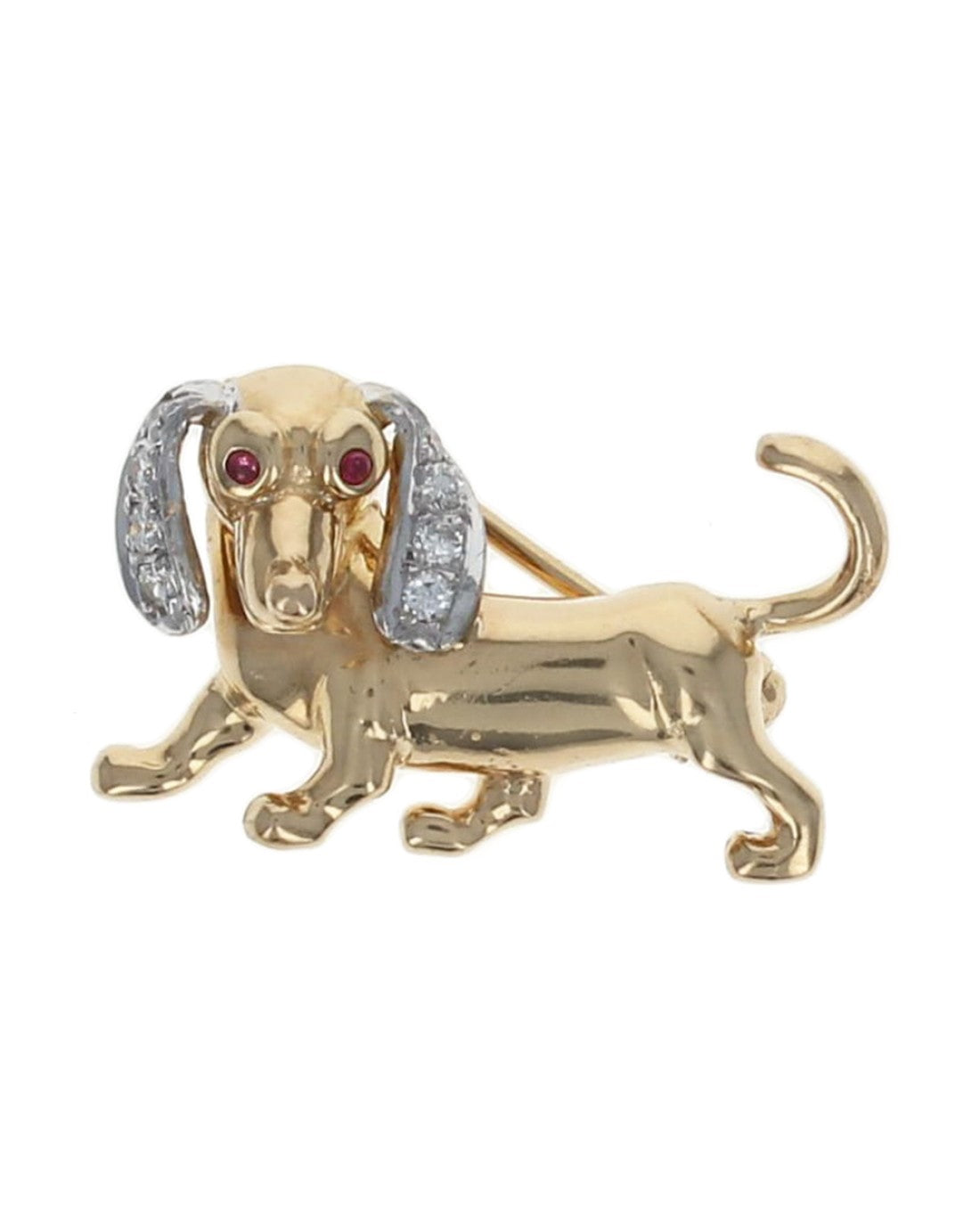 Beagle Dog Pin with Diamond Ears and Ruby Eyes – E.D. Marshall Jewelers™