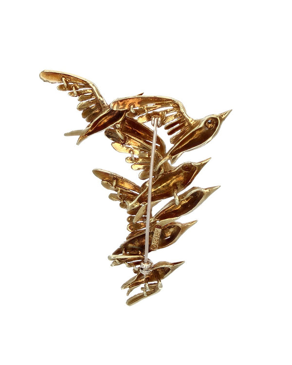 Vintage Flock of Birds Flying Brooch