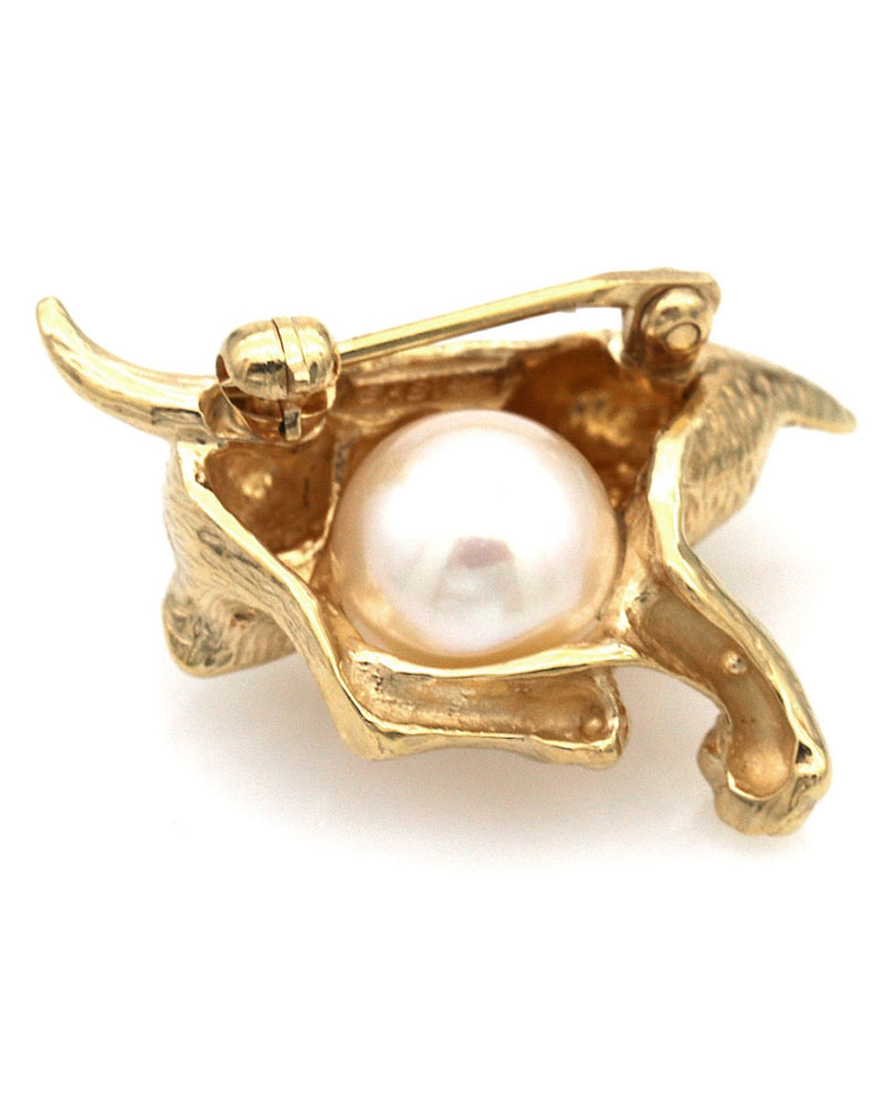 Kitten with Pearl Ball Brooch