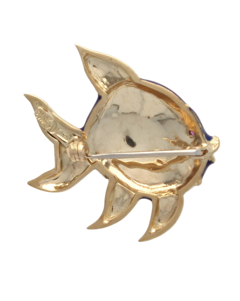 Kurt Gutmann Blue and White Enamel Angel Fish Pin