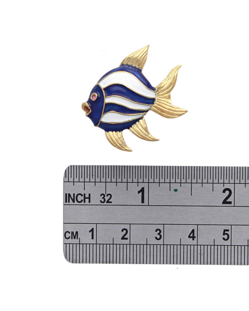 Kurt Gutmann Blue and White Enamel Angel Fish Pin