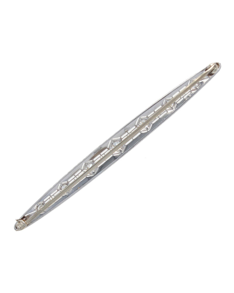 Platinum European Diamond Filigree Bar Pin