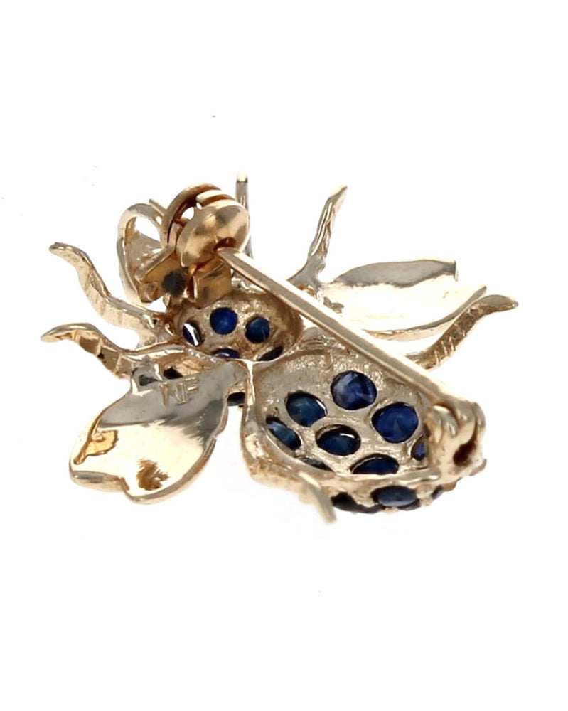 Sapphire Bee Pin in Yellow Gold