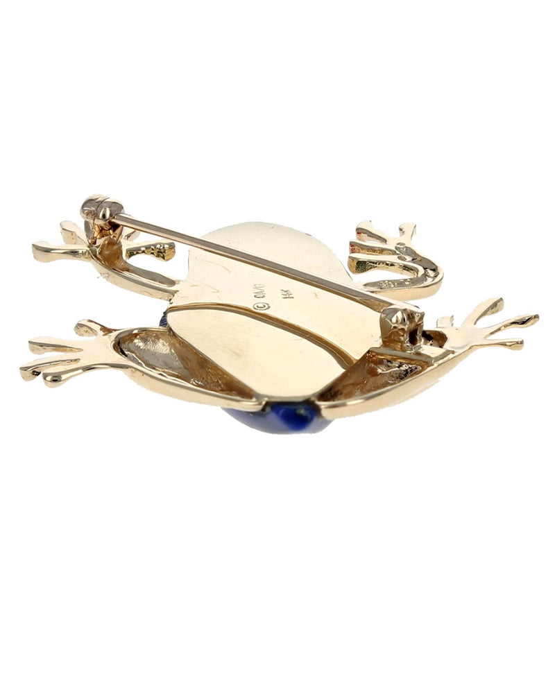 Mixed Gemstone Inlay Frog Brooch