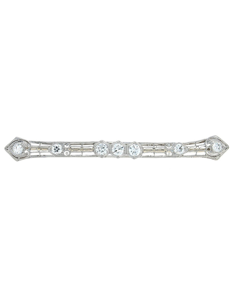 European Diamond Bar Pin in Platinum