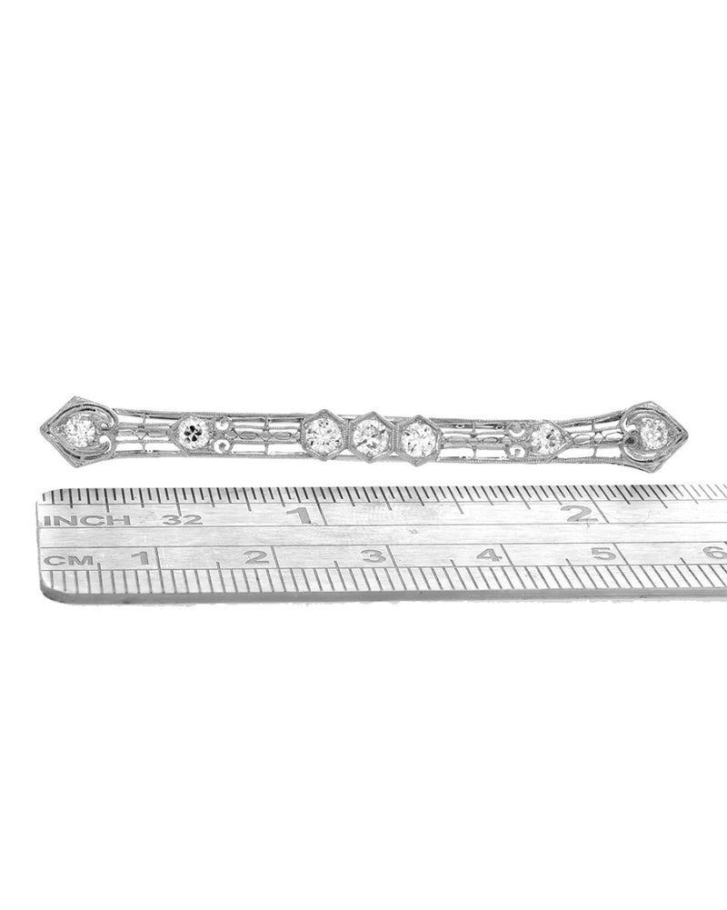 European Diamond Bar Pin in Platinum