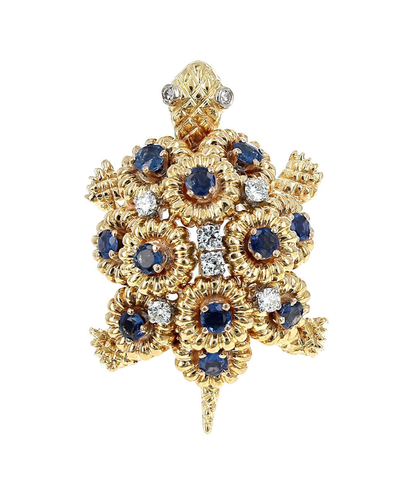 Tiffany & Co. Vintage Sapphire and Diamond Turtle Brooch