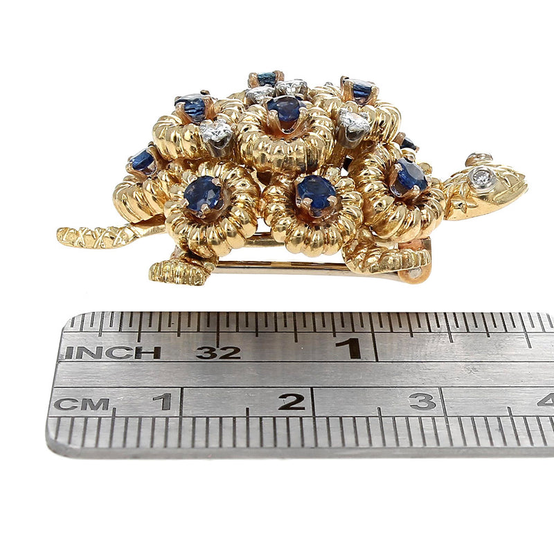 Tiffany & Co. Vintage Sapphire and Diamond Turtle Brooch