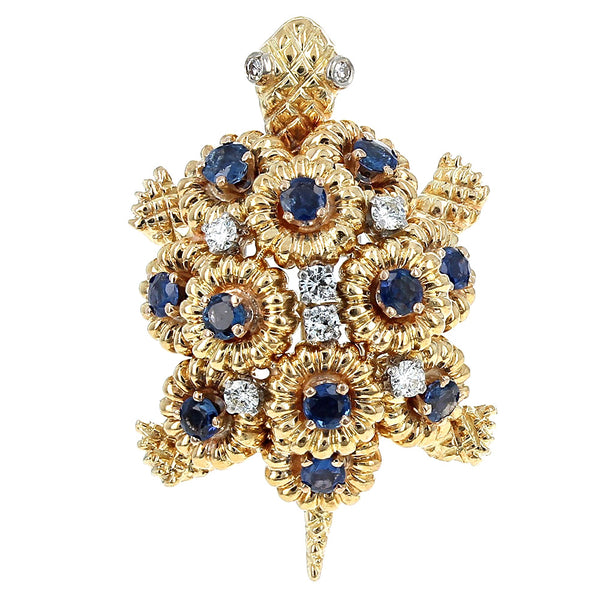 Tiffany & Co. Vintage Sapphire and Diamond Turtle Brooch