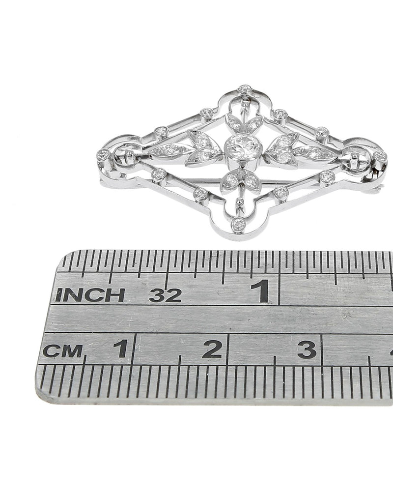 Diamond Open Cut Edwardian Pin in White Gold