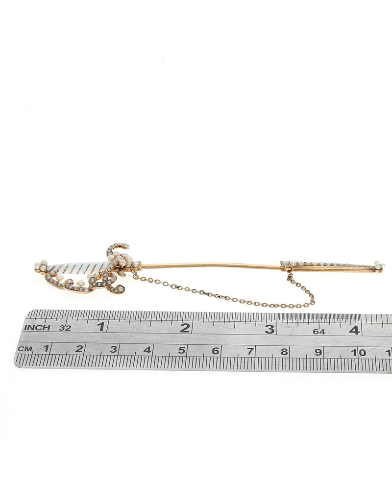 Victorian Seed Pearl and Diamond Sword and Sheath Pin